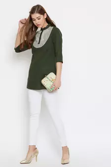 Olive printed cotton tunics