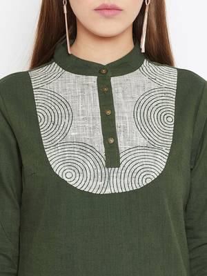 Olive printed cotton tunics 5