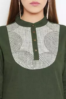 Olive printed cotton tunics
