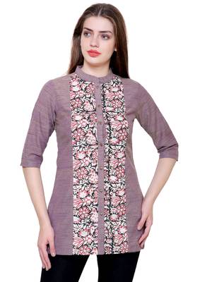 Burgundy printed cotton tunics 1