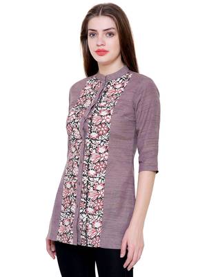 Burgundy printed cotton tunics 3