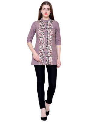 Burgundy printed cotton tunics 4