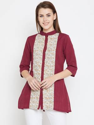 Maroon printed cotton tunics 1