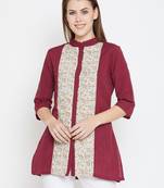 Maroon printed cotton tunics