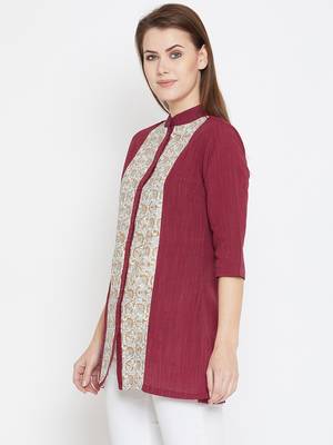 Maroon printed cotton tunics 3