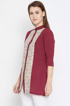 Maroon printed cotton tunics