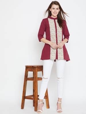 Maroon printed cotton tunics 4