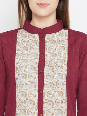 Maroon printed cotton tunics 5