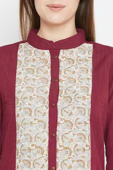 Maroon printed cotton tunics