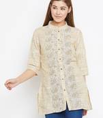 Beige printed cotton tunics