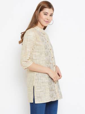 Beige printed cotton tunics 3