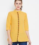 Mustard embroidered cotton tunics