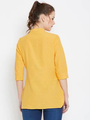 Mustard embroidered cotton tunics 2