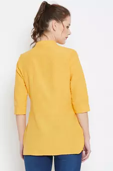 Mustard embroidered cotton tunics