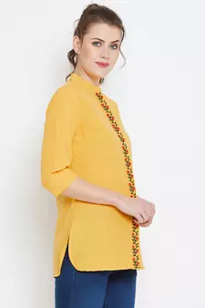 Mustard embroidered cotton tunics