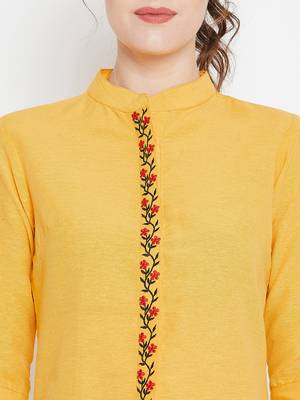 Mustard embroidered cotton tunics 5