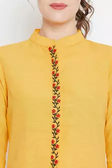 Mustard embroidered cotton tunics