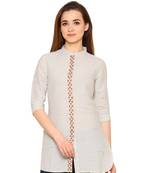 Cream embroidered cotton tunics