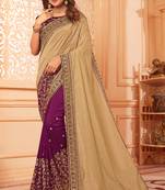 Multicolor embroidered silk blend saree with blouse