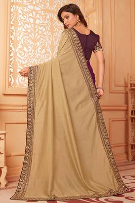 Multicolor embroidered silk blend saree with blouse 4