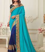 Multicolor embroidered silk blend saree with blouse