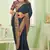 Blue embroidered silk blend saree with blouse