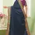 Blue embroidered silk blend saree with blouse