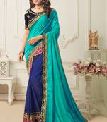 Multicolor embroidered silk blend saree with blouse