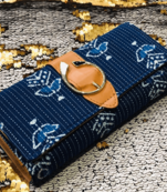 Navy Blue Colored Handblock Printed Comfy Wallet