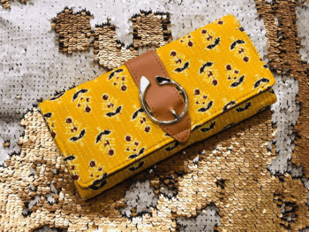 Yellow Colored Handblock Printed Comfy Wallet 1