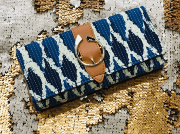 Blue Colored Handblock Printed Designer Comfy Wallet 1