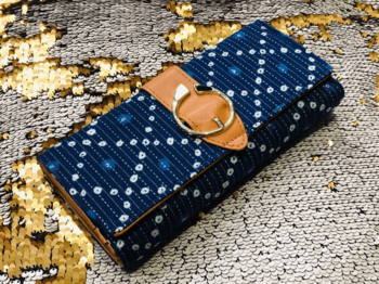 Navy Blue Colored Handblock Printed Designer Comfy Wallet 1