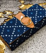 Navy Blue Colored Handblock Printed Designer Comfy Wallet