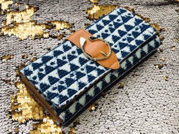Blue Colored Handblock Printed Comfy Wallet 1