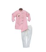 Pink Ajkan with Off white Chudidar