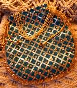 Sky Blue Colored Sequin Worked Pearl Chained Potli Bag