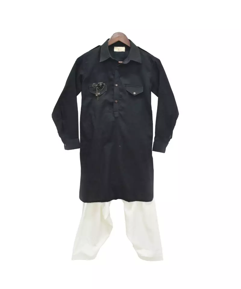 Black Pathani Kurta with Salwar