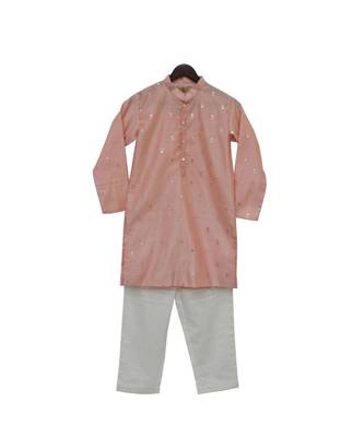 Peach Chanderi Kurta with Pant 1