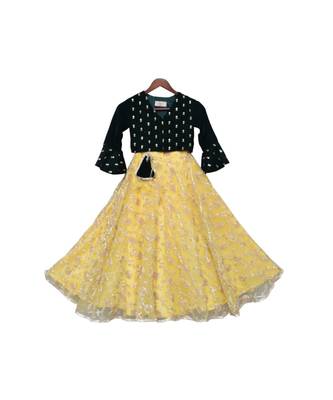 Green Choli with Yellow Gota Jaal Lehenga 1