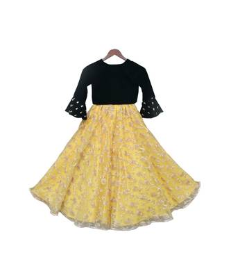 Green Choli with Yellow Gota Jaal Lehenga 2