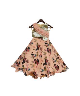 Sequence Choli with Peach Printed Lehenga 1