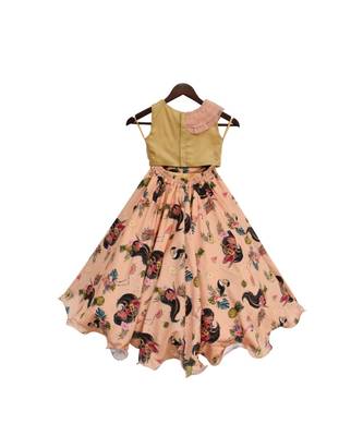Sequence Choli with Peach Printed Lehenga 2