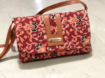 Red Colored Handblock Printed Sling Bag With Belt 1