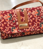 Red Colored Handblock Printed Sling Bag With Belt