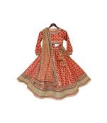 Printed Velvet Lehenga Choli with Golden Dupatta