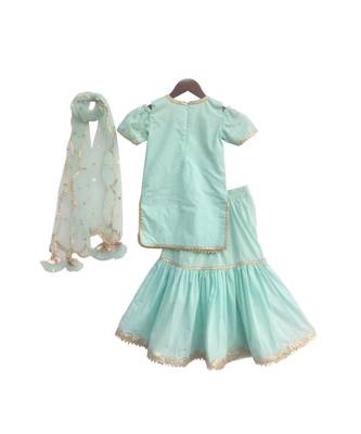 Blue Lakhnavi Kurti with Cotton Lehenga 2