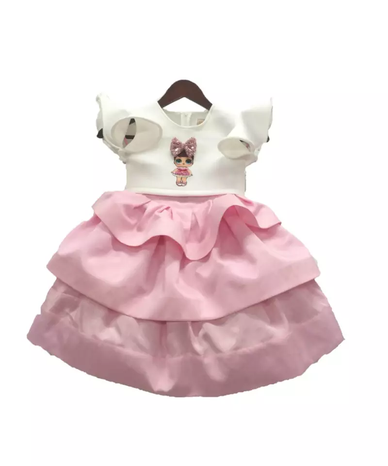 Doll Emblem Crop top with Baby Pink Skirt