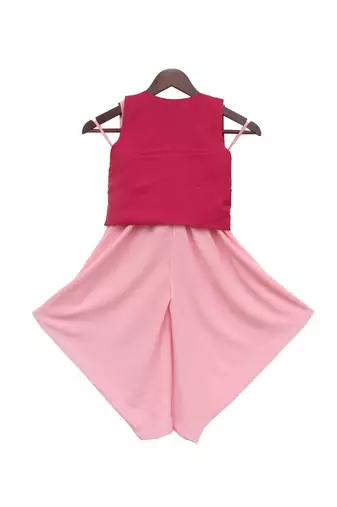 Pink Top and Dhoti with Hot Pink Jacket
