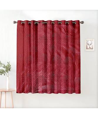 A Dark Red Printed Polyester Window and Shower etc Curtain 1