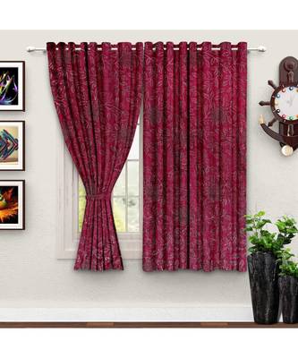 A Maroon Printed  Polyester Window and Shower etc Curtain 1